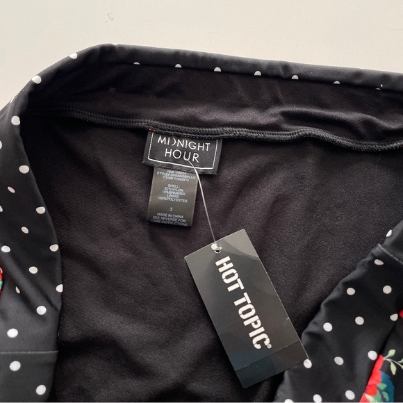 NEW Hot Topic Midnight Hours Skull Rose Black Swim Bottom Plus Size 3X Polka Dot - Picture 4 of 5